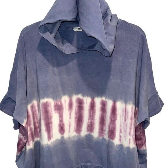 Jade By Jane Womens Tie Dye Hoodie Ruffle Dolman Sleeve Shirt‎ Blue Size Large - Picture 2 of 8
